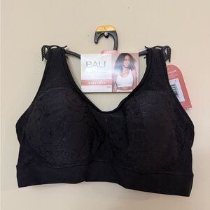 Bali Wire-Free Lace-Detail Black Bra Large
